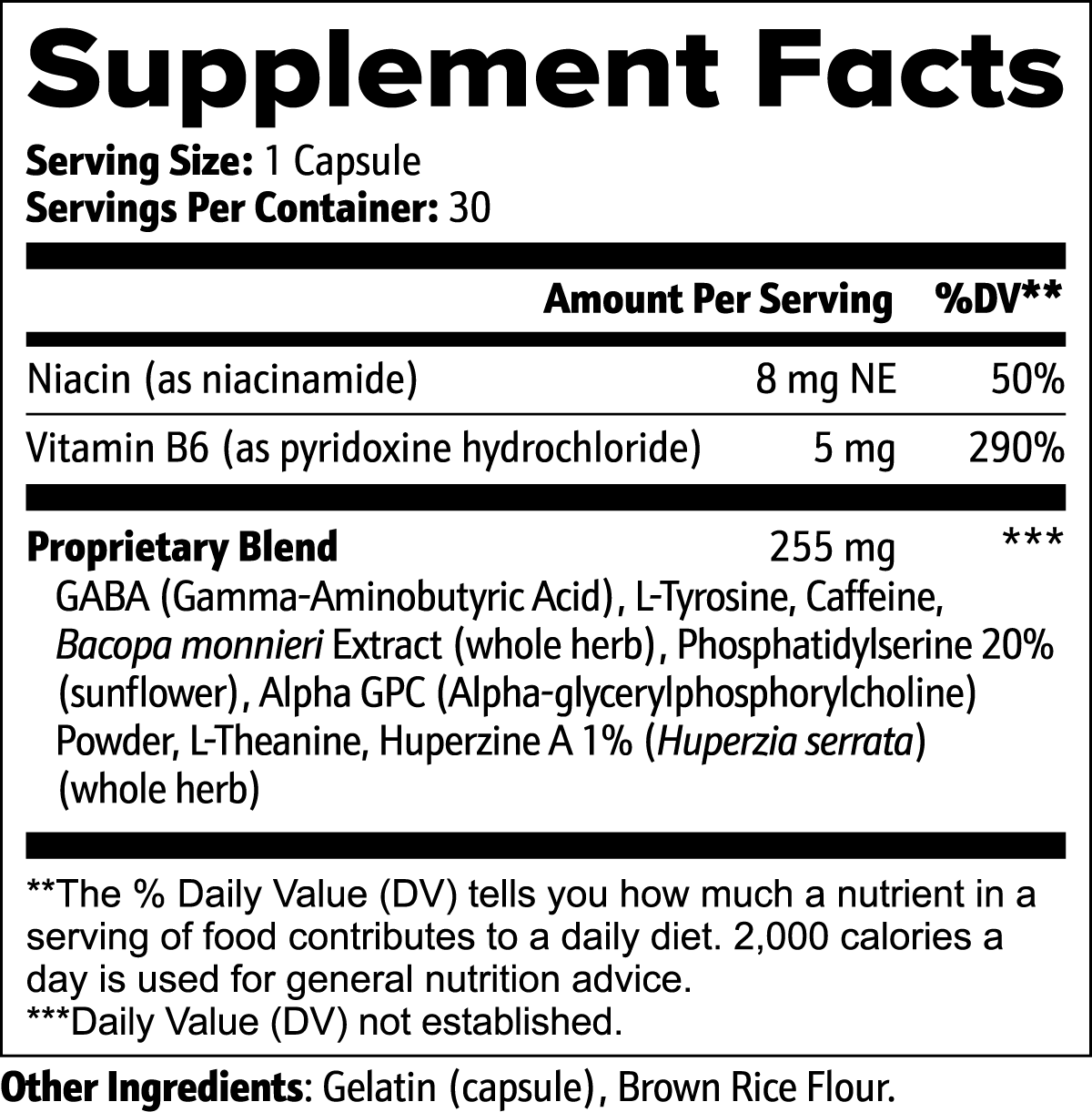 Relaxation & recovery  Niacin + GABA + Alpha GPC